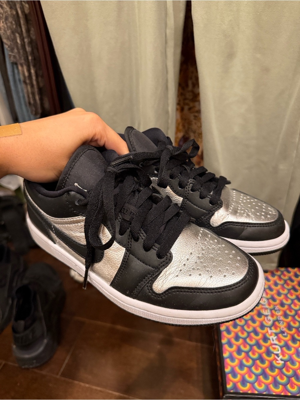 Jordan Kids Black and Silver Low-Top Sneakers